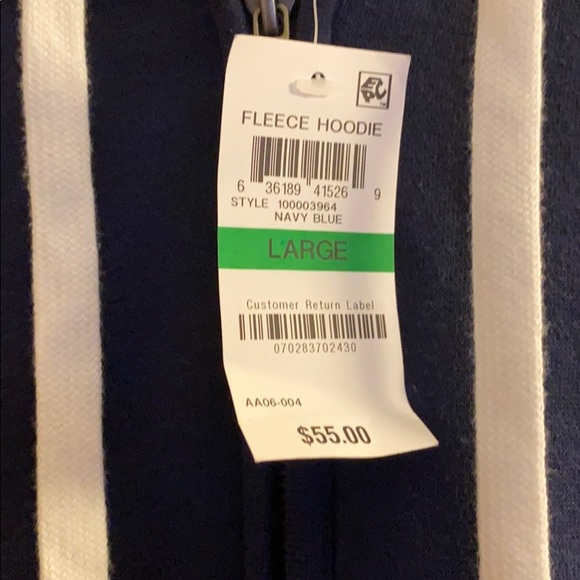 Club Room Men’s Large Navy Blue Fleece Hoodie NWT. - Picture 4 of 4